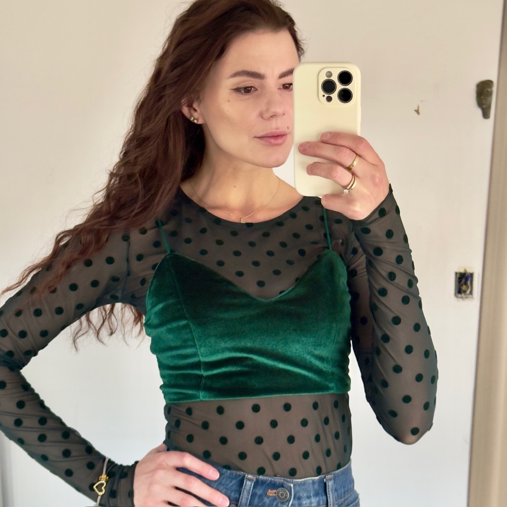 XS / Emerald Green Velvet Bra Top